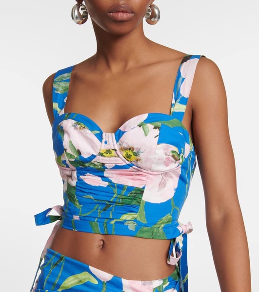 Floral cotton-blend crop top