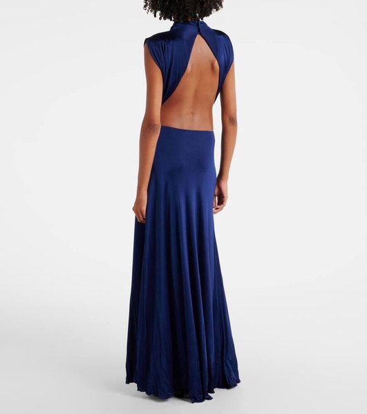 Belted cutout draped gown