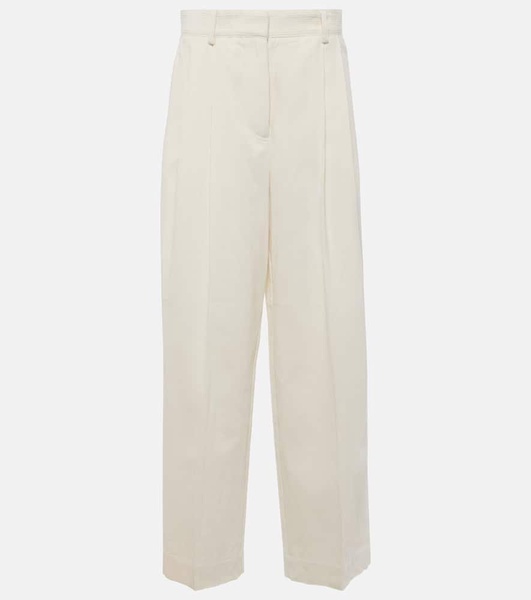 High-rise silk and cotton wide-leg pants