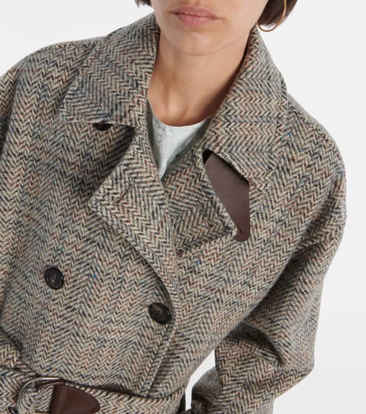 Herringbone wool and cashmere-blend coat