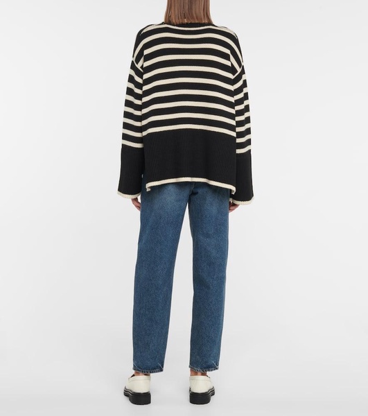 Striped turtleneck wool-blend sweater