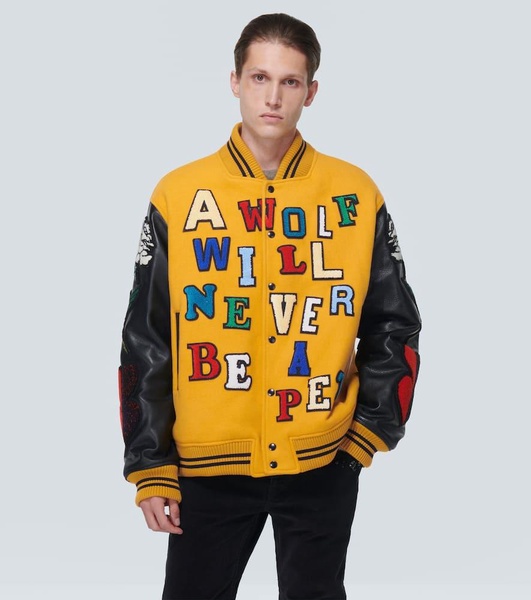 Appliqué wool-blend varsity jacket