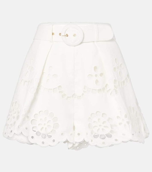 Pop embroidered linen shorts