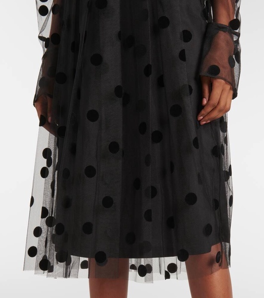 Polka-dot tulle midi skirt