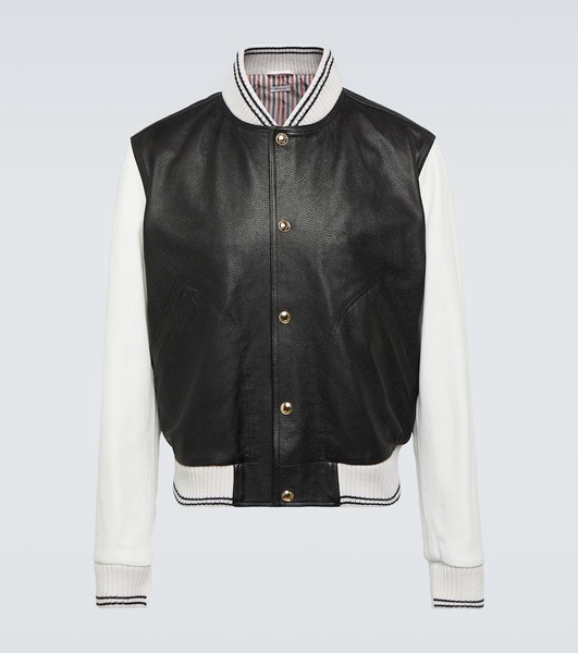 Leather varsity jacket