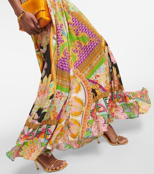 Printed silk maxi dress