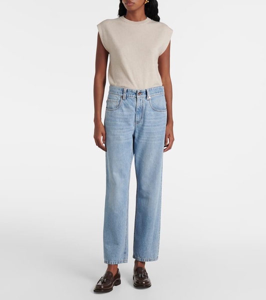 Mid-rise straight jeans