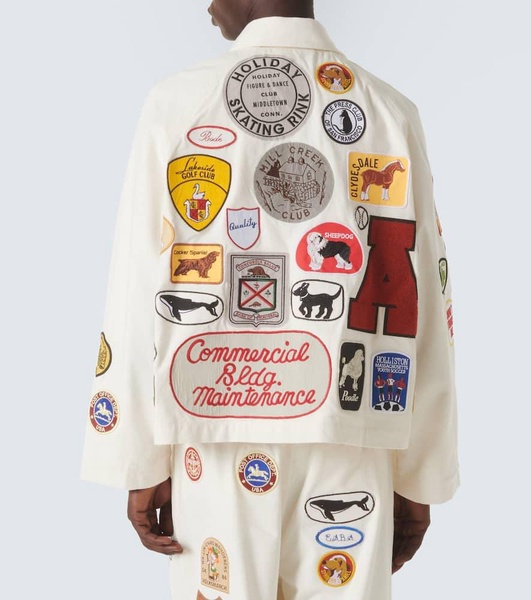 Cambridge patch-appliqué cotton canvas jacket