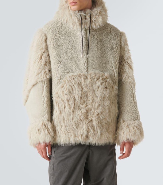 Faux fur-trimmed teddy jacket