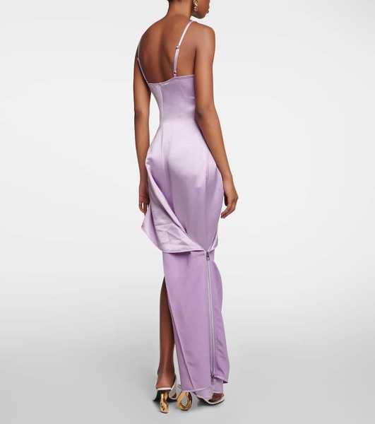 Satin zip slip dress