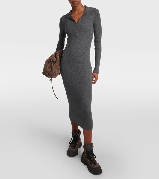 Ribbed-knit virgin wool and cashmere midi dress