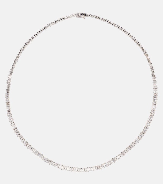 Classic 18kt white gold tennis necklace with diamonds