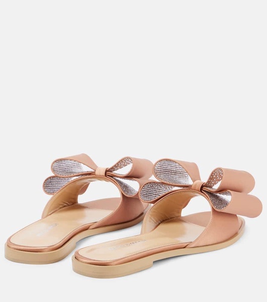 Le Cadeau Double Bow satin slides