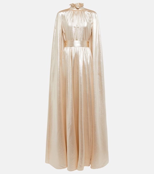 Macie Lamé Cape Gown