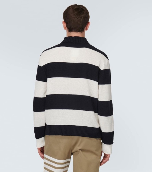 Striped cotton polo sweater