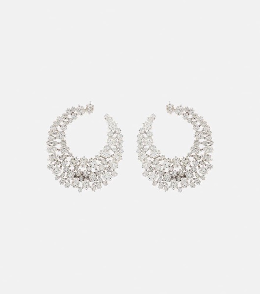 18kt white gold hoop earrings with diamonds