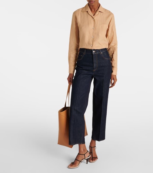 High-rise cropped straight jeans