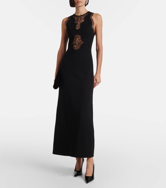 Lace-trimmed midi dress