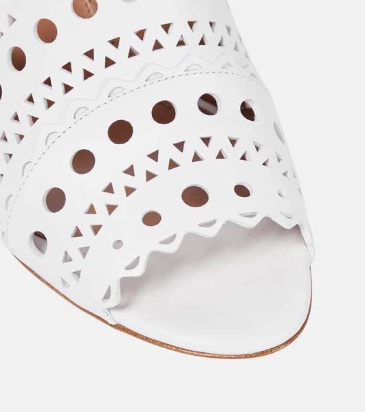 Laser-cut leather mules