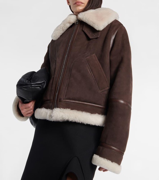 Shearling-trimmed suede jacket