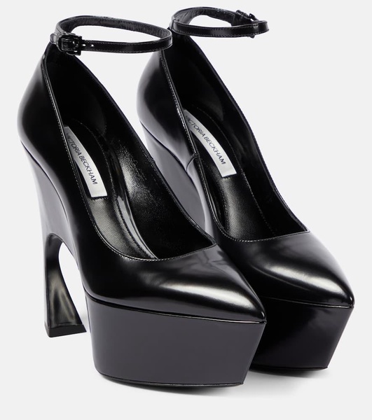 Leather platform pumps