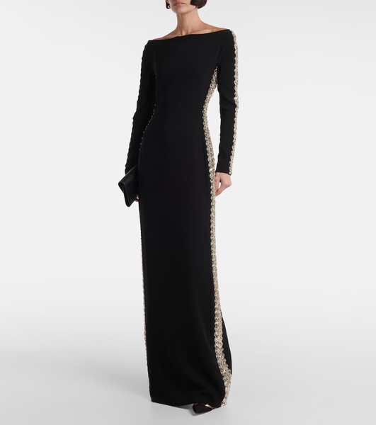 Charisma embellished crêpe gown