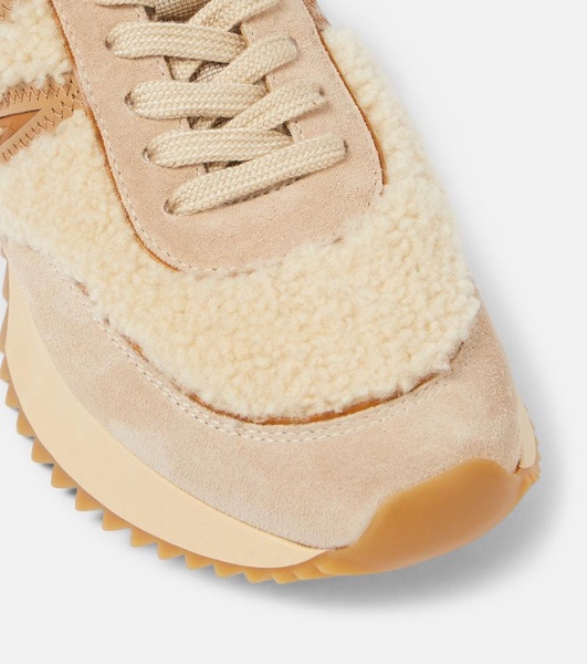 Pacey shearling-trimmed leather sneakers