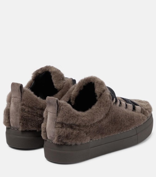 Embellished shearling sneakers