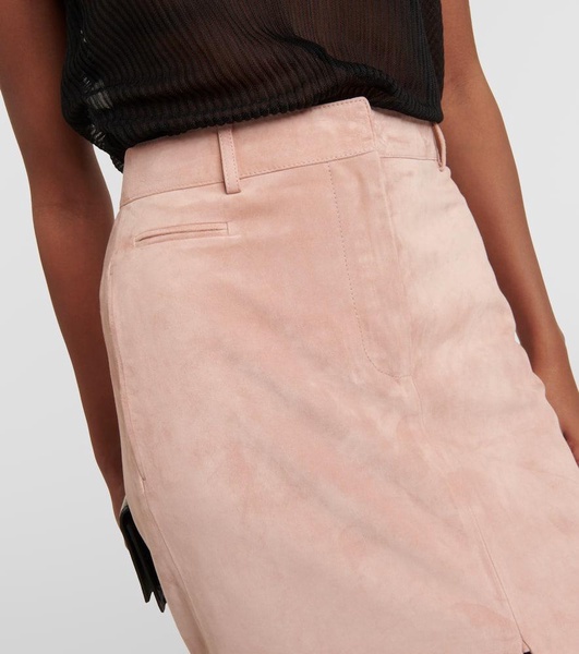 High-rise suede pencil skirt 