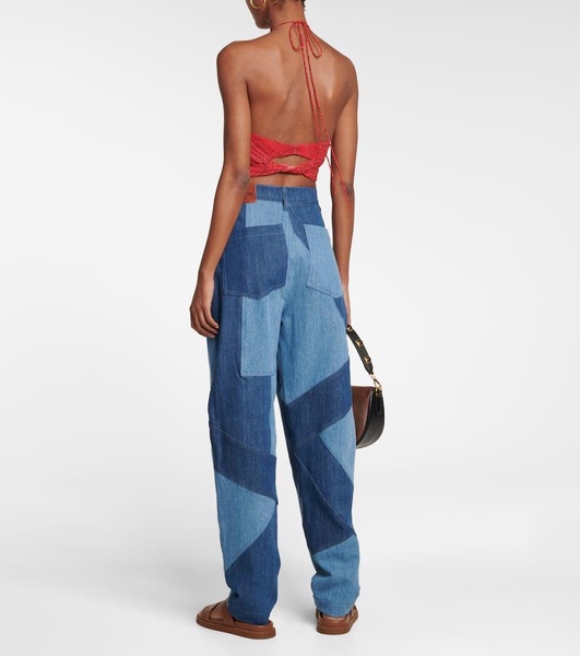 Tie-waist halter-neck crop top