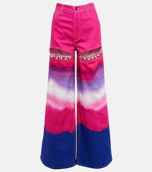 Embellished ombré wide-leg denim jeans