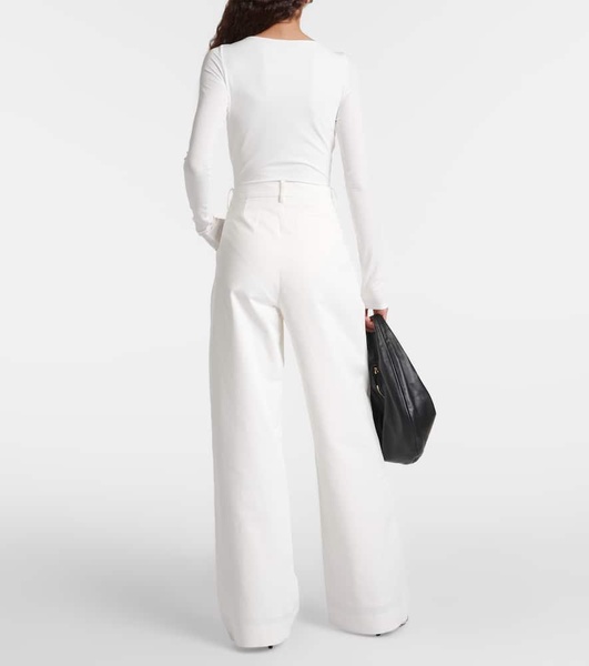 Liza high-rise cotton wide-leg pants