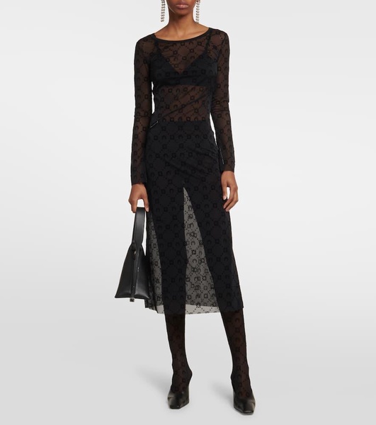 Moonogram mesh midi dress