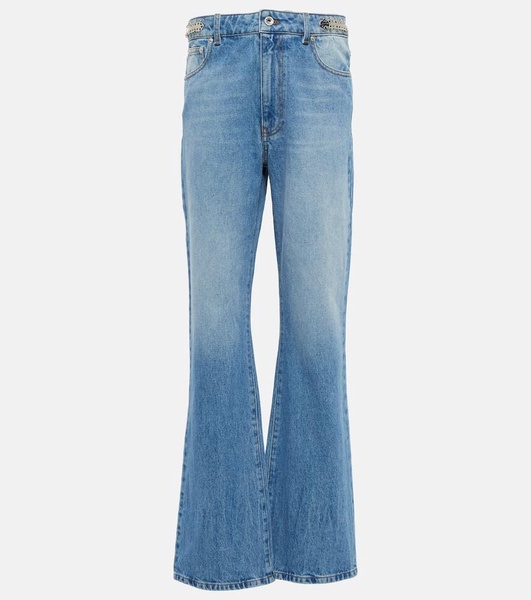 Embellished high-rise bootcut jeans