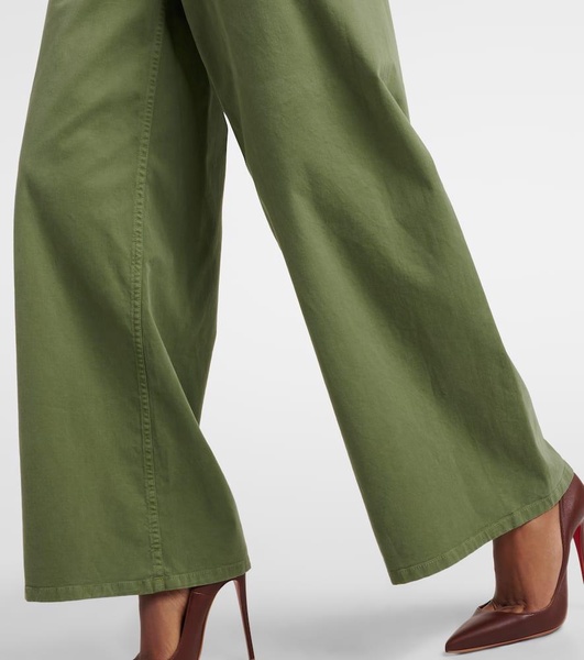 Megan high-rise cotton wide-leg pants