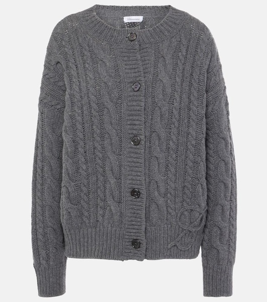 Cable-knit wool and cashmere cardigan