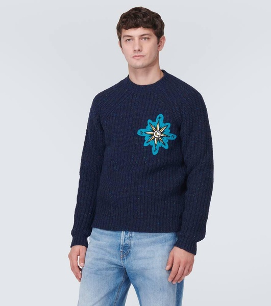 Rib-knit wool-blend sweater 