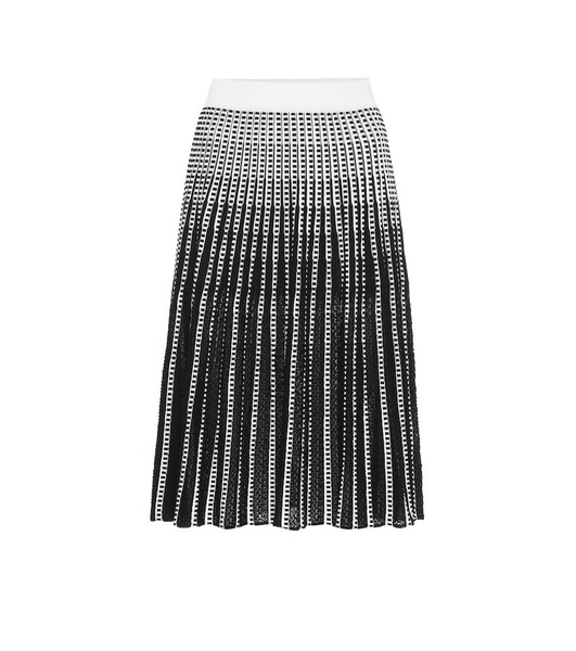 Striped stretch-knit midi skirt