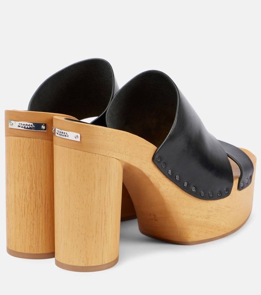 Hyun leather platform mules