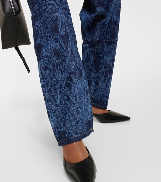 Jungle printed high-rise jeans