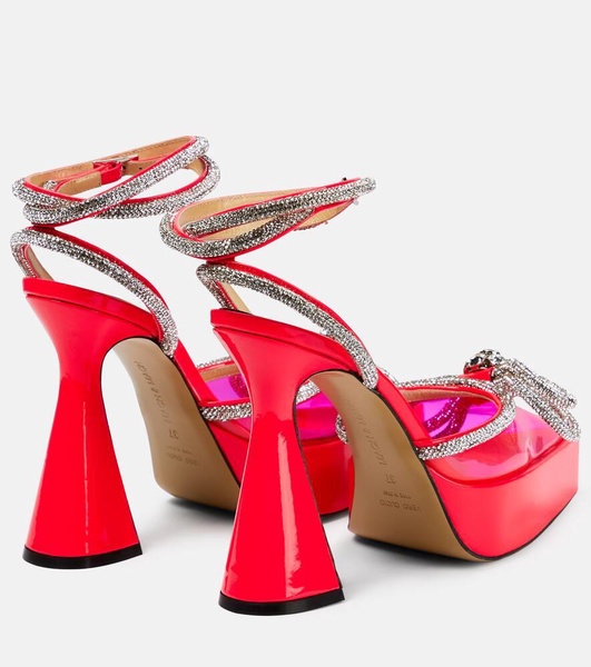 Double bow crystal-embellished platform sandals