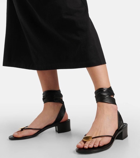 Cord leather thong sandals