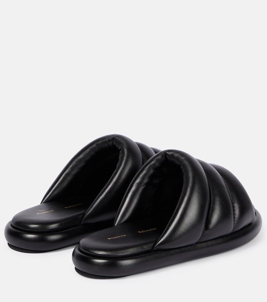 Padded leather slides