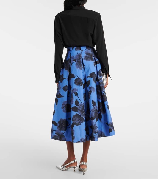 Floral-Printed Cotton Poplin Midi Skirt