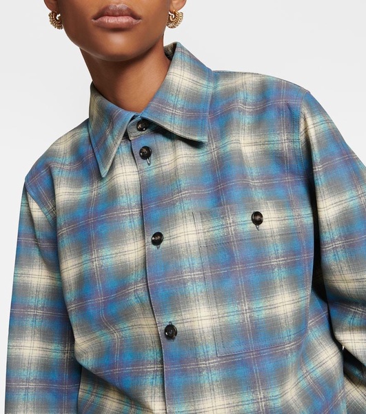 Flannel printed leather shirt