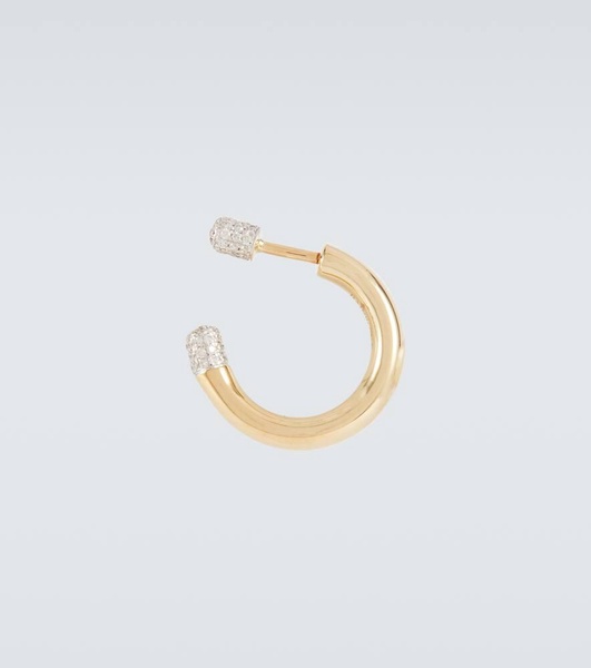 Tube Small 14kt gold single earring with diamonds