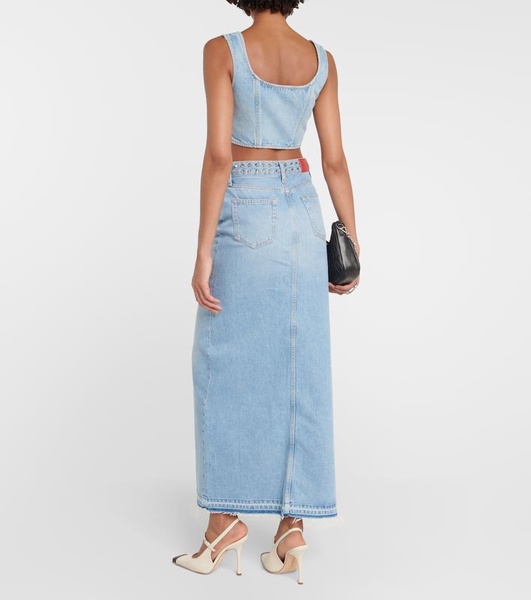 Studded denim maxi skirt