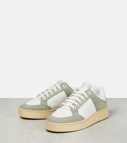 SL/61 Perforated Leather and Suede Sneakers