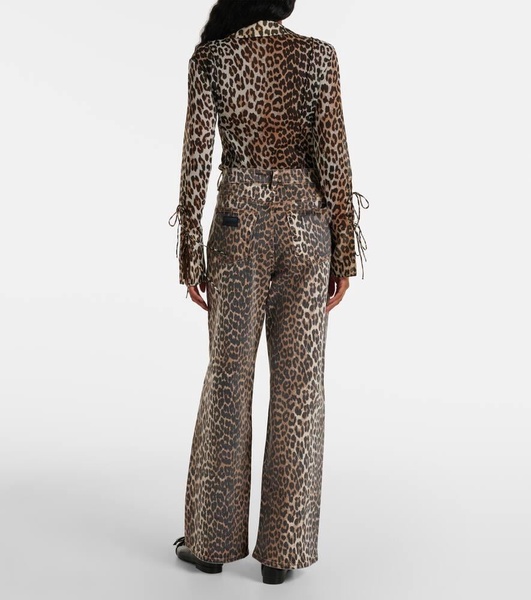 Izey leopard-print straight jeans