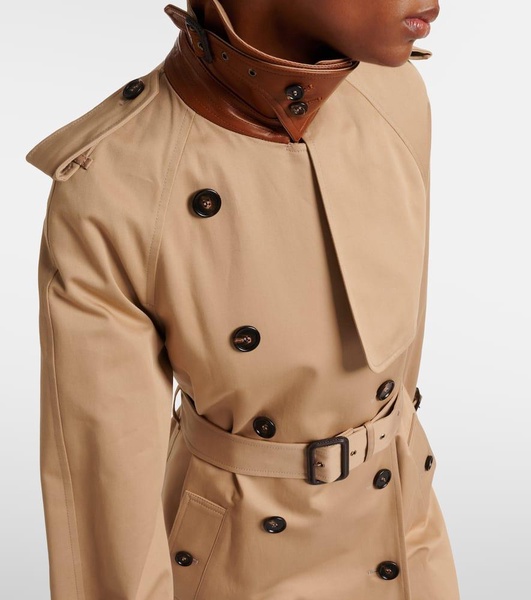 Caped cotton gabardine trench coat